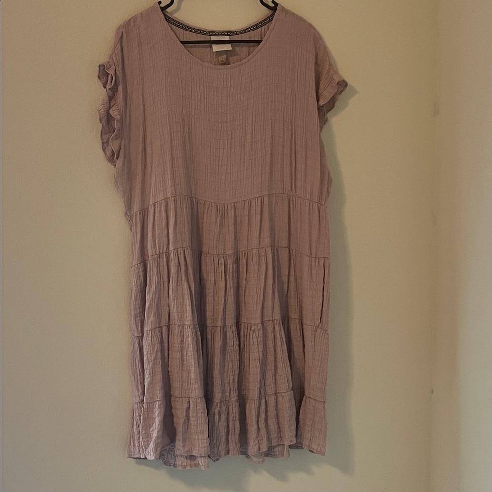 Women's Mauve Ruffle Sleeve Dress